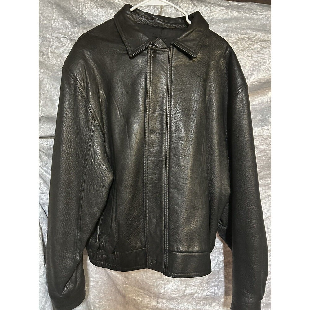 Elegant Western Remy Men Leather Jacket Black Soft Leather Size 46 Zip Cover EUC